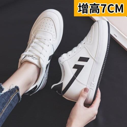 7cm High Inside Small White Shoes Womens 2021 Spring New Versatile Ins Fashion Leisure Thick Soled Student Sports Shoes