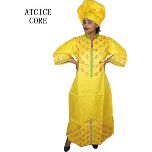 African dresses for woman embroidery design short rapper with scarf bazin riche A200
