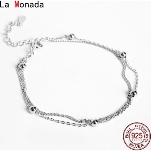 La Monada Dounle Layer Bracelets For Women Silver 925 Sterling Jewelry Fine Bead 925 Sterling Silver Womens Bracelet Female