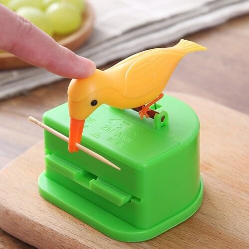 Cute Hummingbird Toothpick Dispenser Gag Gift Cleaning Teeth Material Automatic Bird Toothpick Box Desktop Decoration