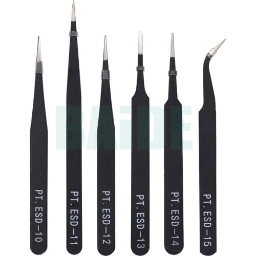 1.0mm Anti-static Curved Straight Tip Forceps Precision Soldering Tweezers Set Electronic ESD Tweezers Tool