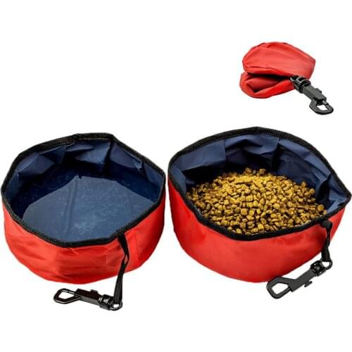 1pc Pet Bowl Foldable Food Feeder Water Bowl Dog Bowl Cat Water Container For Travel Hiking Cat And Dog Nylon Food Bowl