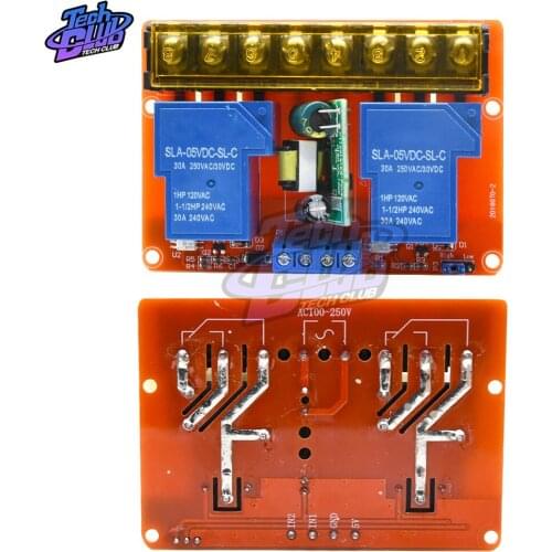 AC 100 -250V 30A High Power 2 Channel Isolated Relay Board DC 5V High Low Level Trigger Switch Relay Module DIY