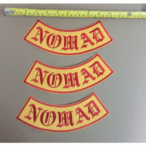 27*8cm Cloth Patches NOMAD Custom Bottom Rocker Motor Cycle Embroidery Patches for Jacket 30X7CM