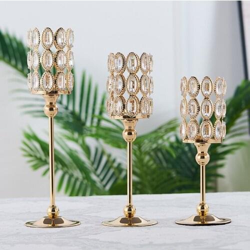 3pcs Silver Gold Plated Candlestick Crystal Candelabra Centerpiece Wedding Decoration Romantic Center Table cake tools