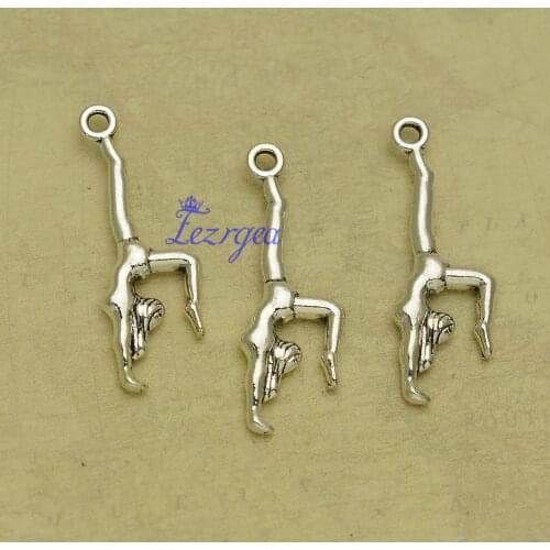 30pcs/lot--30x11mm, Antique silver plated Gymnastics Charms,DIY supplies, Jewelry accessories