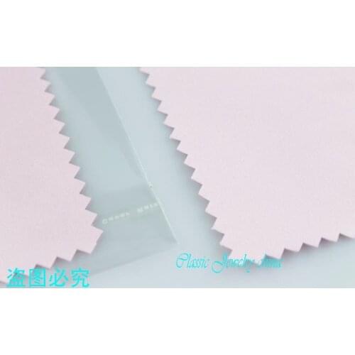 500pcs pink color opp bag packing imitate buckskin Silver cleaning cloth silver polishing cloth 10x6cm
