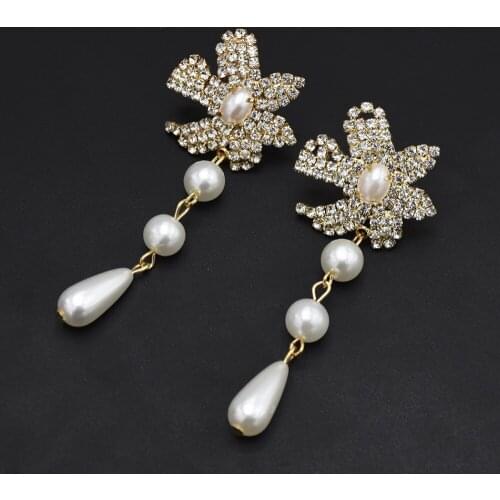 Baroque Big Pearl Charm Earrings Bridal For Wedding Party Crystal Rhinestone Star Dangle Earrings Brincos Oorbellen Jewelry 2020