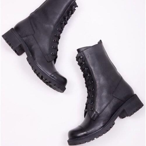 Boots, Women, Genuine Leather Black Womens Boots, Seasonal, Winter, Original, Waterproof, Shoes, Casual, Comfortable Dp30-0190