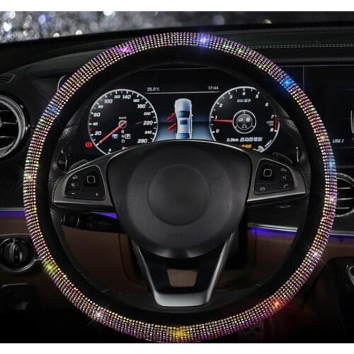 Diamond Crystal Car Steering Wheel Covers Universal Bling Rhinestone Seat Belt Cover Hand Brake for Girls Car Accessories