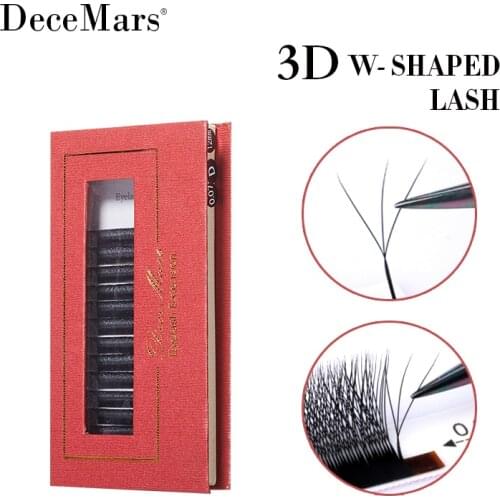 DeceMars 3D W-Shaped Eyelashes Extensions 3 Tip C/D Curl High Quality Idividual Lash