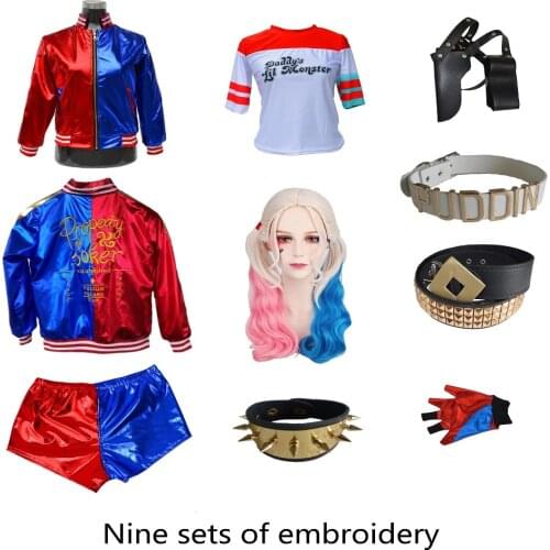 Kids Girls Suicide Harley cosplay Costumes Squad Quinn Monster Jacket Pants Sets Christmas Kids Girls New Year Party Clothes