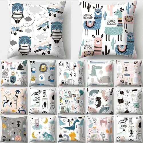 Dinosaur Alpaca Panda Fox Decorative Cushions Pillowcase Polyester Cushion Cover Throw Pillow Sofa Decoration Pillowcover 40946