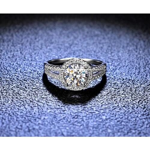 Inbeaut 925 Silver Excellent Cut D Color Pass Diamond Test 1 ct Moissanite Double Line Ring Women New Popular Moissanite Rings