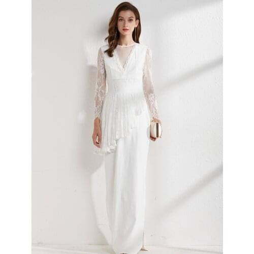 Lace Long sleeves Communion Dresses Evening Dress Prom Party Robe De Soiree Longue Formal Simple Robe De Soiree