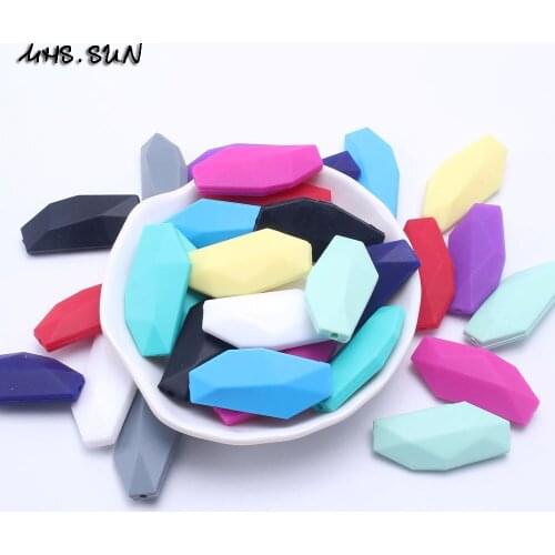 MHS.SUN 100% Food grade polygon silicone beads 40x20mm salix leaf beads DIY teething silicone jewelry nursing baby kid SL016