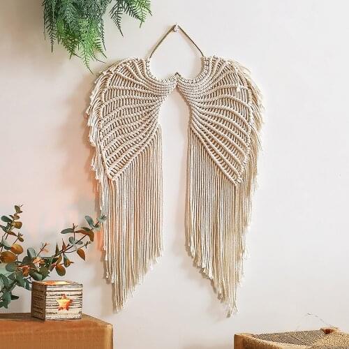 Angel Wings Macrame Wall Hanging Handmade Woven Macrame Tapestry Bohemian Art Home Room Decoration Nursery Decor Gift