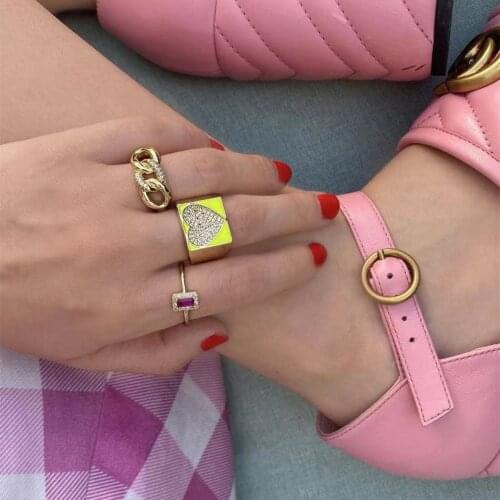 2021 New Retro Simple Square Ring For Woman Micro Pave Zircon Temperament Fashion Girl Gift Party