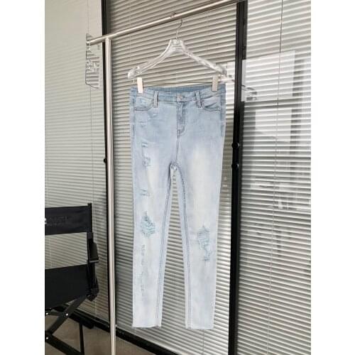 New 2021 Spring Women Hole Strentch Denim Pants Female Straight Jeans Ddxgz2 4.29