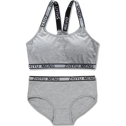 New sports girls bra set Sling Underwear with Chest Pad for Kids Teenager Training puberty bras gift 9-16Y