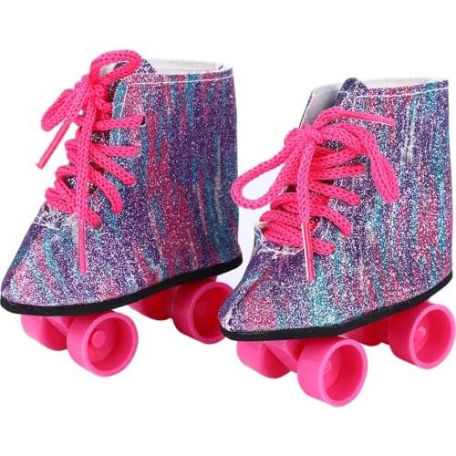 Pink Doll Handmade Skate Shoes Fit 43cm Born Baby Doll Clothes 18 Inch Doll Shoes Children Best Birthday Gift
