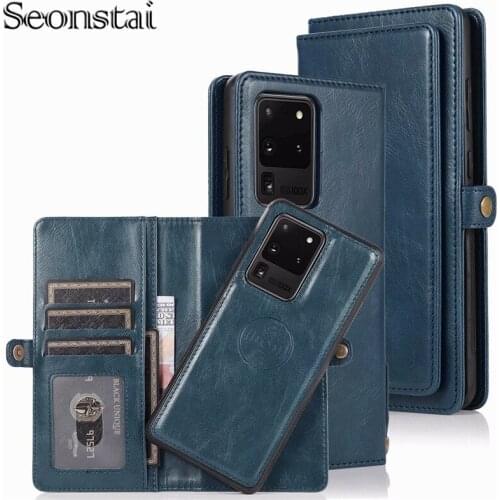 Flip Case for Samsung Glaxy S20 Ultra S20 S10 S9 S8 Plus Detachable Leather Wallet Phone Cases for Samsung Note 8 9 10 Plus Capa