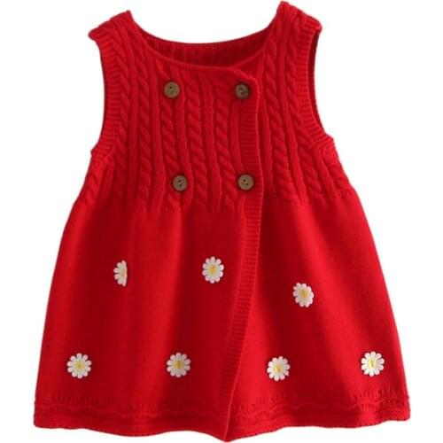 2-7 Yrs Baby Grils Sweater Dress New Autumn Cotton Knit Vest Dress Toddlers Kids Elegant Princess Dresses For Girls Costumes