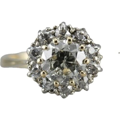 Simple 18K Gold withe Diamood Engagement Wedding Bride Gift Ring Size 6-10