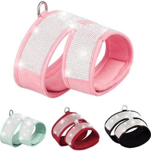 Rhinestone Dog Cat Harness Pet Harness Collar For Small Medium Dogs Pet Chihuahua Pug Chest Strap Dog Walking Accessories