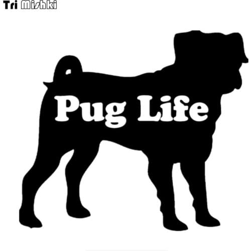 Tri Mishki 15x17.1cm Dog pug life car sticker auto sticker car decals Vinyl Decals Accessories Car Sticker HZX616