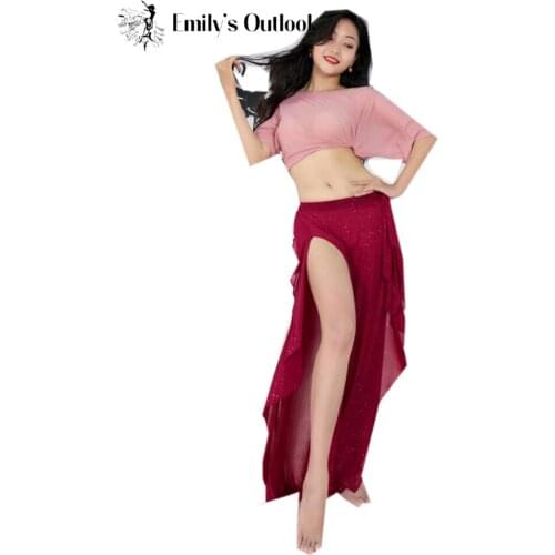 Adult Belly Dance Costume Suit Female Sexy Short Top Performance Clothes Set Profession Practice Skirt Pant Clothing Summer