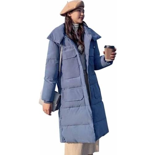 2019 New Winter Parkas Women Thicken Down cotton jacket X-long Coat Plus size Hooded Outerwear Female Cotton-padded Jackets G467
