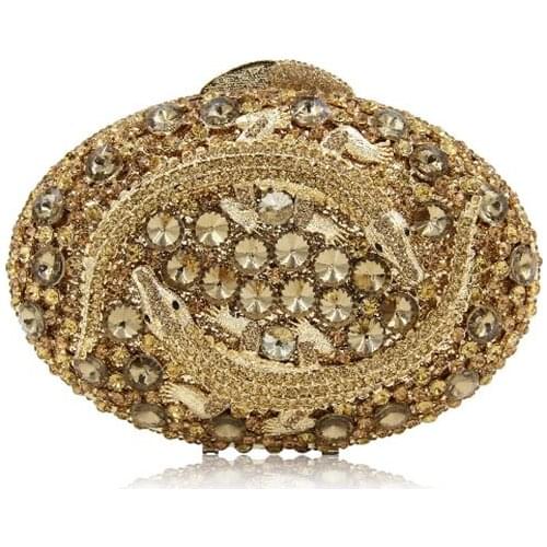 Gold Crystal Women Fashion Day Clutches wedding Box bride prom cocktail party Clutch Evening Bag Shoulder Handbag student Purse