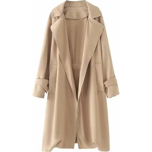 Spring Autumn Temperament Slim Windbreaker Womens Casual Loose Trench Coat Female Vintage Washed Outwear Oversize Cardigan Coat