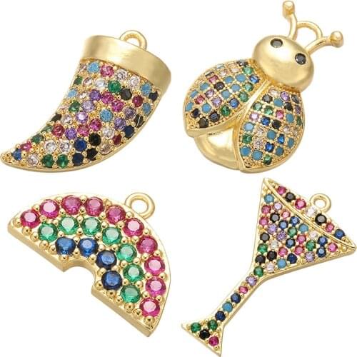 ZHUKOU 12x18mm insect and wine glass pendant for women necklace and bracelet earrings jewelry accessories Findings model: VD483