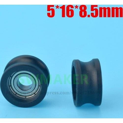 1pcs 5*16*8.5mm U groove grooved pulley, wrapped in plastic, bearing nylon POM wheel