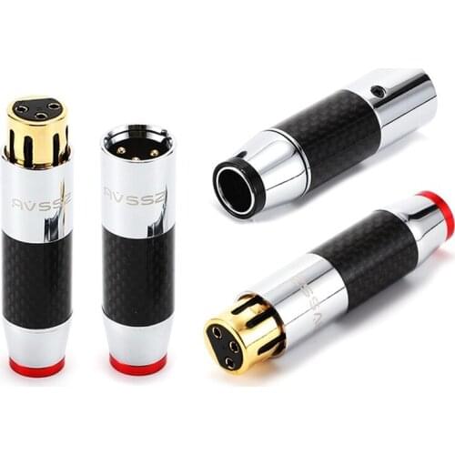1Pcs AVSSZ gold-plated carbon fiber XLR balanced plug 3-core microphone wire welding DIY for speaker amplifier AXLR-F/M HIFI