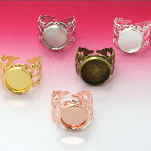 10pcs Ring Settings Cabochon Base Round Bezel Tray Blank for 12/14/16/18/20mm DIY Fashion Rings Adjustable Ring Jewelry making