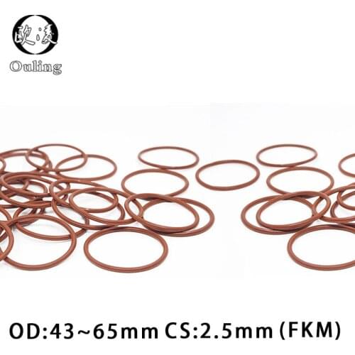 2PCS Fluorine rubber Ring Brown FKM O ring Seal OD43/44/45/47/48/49/50/55/60/65*2.5mm Rubber O-Ring Seal Oil Ring Fuel Gaskets