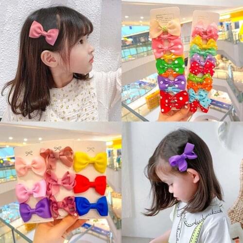 3/10 Pcs/set Children Grosgrain Ribbon Bows Ornament Hair Clips Baby Girls Cute Colorful Hairpins Kids Sweet Hair Accessories