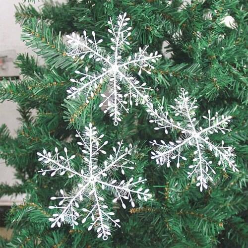30 Pcs/Lot Christmas White Snowflake Decor For home Hanging Pendants New Year 2022 Gifts Xmas Tree Ornaments Window Decoration