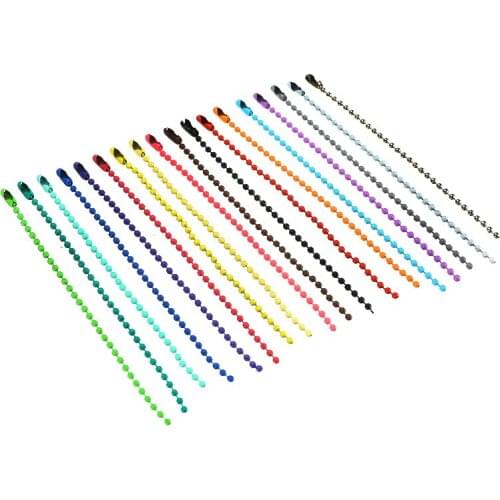 50pcs/set 2.4mm Multicorful Beads Chains Keyring Key Chain Dolls Label Hand Tag Connector Links Chain DIY Jewelry Making