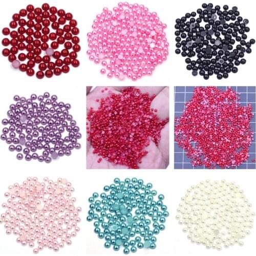 5000Pcs Cameo Cabochon Imitation Pearl Beads Flatback Half Round Resin For Nail Art Craft Jewelry DIY Decoration 2mm