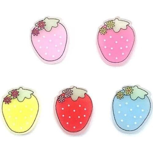 6pcs 20mm Resin Charm Strawberry Shape Pendant Pink Red Color Strawberry Diy Making Necklace Earring For Kid Women Jewelry Make