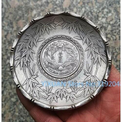 Antiguo la Antigua placa de patrón de dragón qing chino