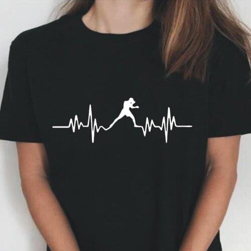 Boxer Heartbeat T-shirt Fashion Casual Tee Shirt Femme Summer Funny Heartbeat Boxing T Shirt Women Tops Plus Size Camiseta Mujer