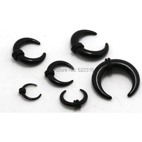 Black 12pcs mix size 2mm-8mm acrylic buffalo horn pincher ear tapers plug stretcher body piercing jewelry wholesale mix lots