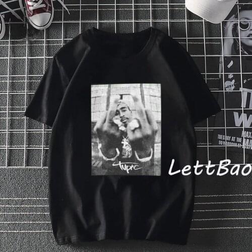 2Pac Gangster Rap Tupac Rapper Hip Hop T Shirt Black Tee Fashion Harajuku T-Shirt Men Summer O-Neck Casual Short Sleeve Clothes
