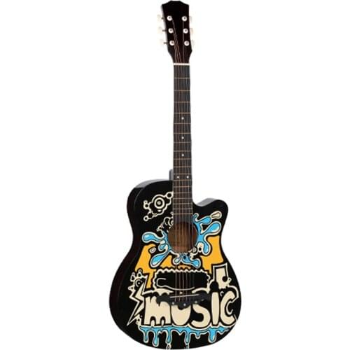 38 inch Folk Guitar Color Painted Graffiti Basswood 6 Strings Guitarra Unisex Beginner Home-schooling Musical Instruments AGT63