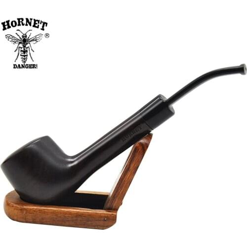 HORNET Wood Smoking Pipe Handmade Black Tobacco Pipe 18cm Wood Pipe Gift Cigarette Cigar Tube